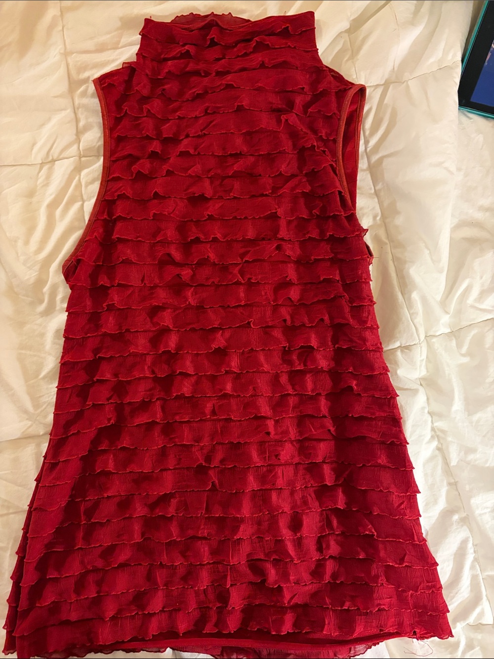 NY Collection Red Ruffle Sleeveless Top